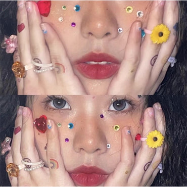Dazzle Stage AB Color Eye Makeup Sticker Diamond Love Drop Broken Rhinestone Sticker Face Tear Eye Tail Flash Diamond Sticker
