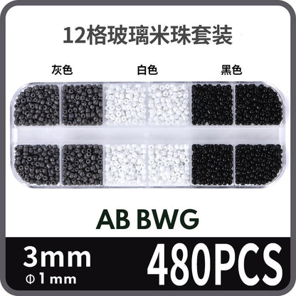 Fashion 12 Gramme Bead Set Box DIY Chain Through Hole Glass Cross Beaded Bracelet Beads