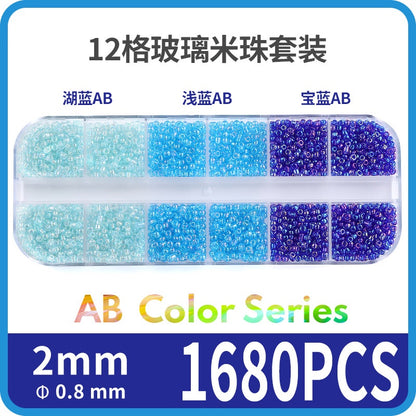 Fashion 12 Gramme Bead Set Box DIY Chain Through Hole Glass Cross Beaded Bracelet Beads