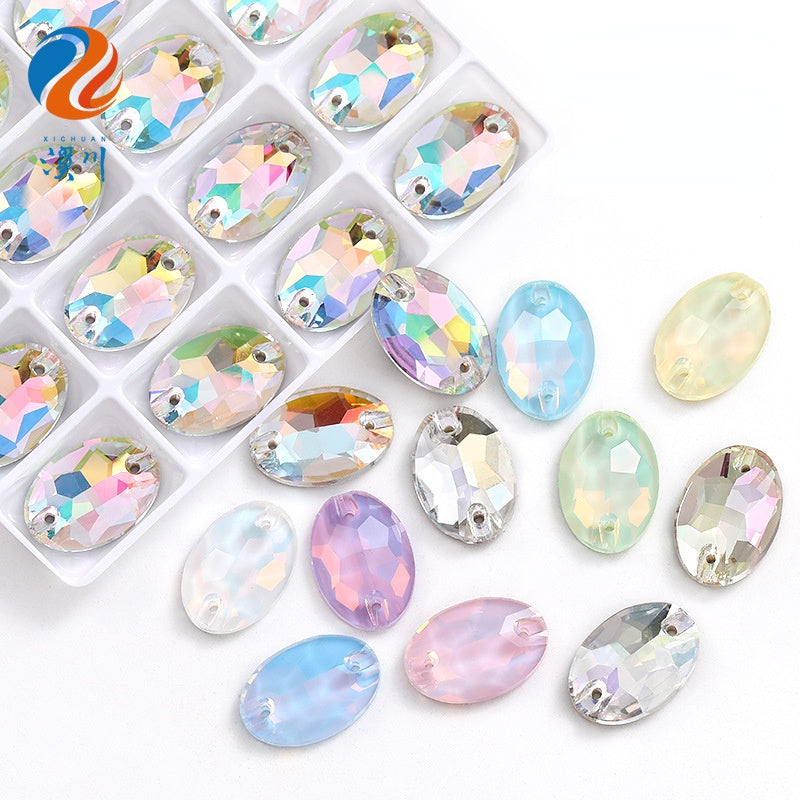 Crystal 7*10/10*14mm High-end Button Flat Oval Mocha Handmade Clothes Accessories