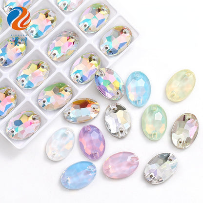 Crystal 7*10/10*14mm High-end Button Flat Oval Mocha Handmade Clothes Accessories