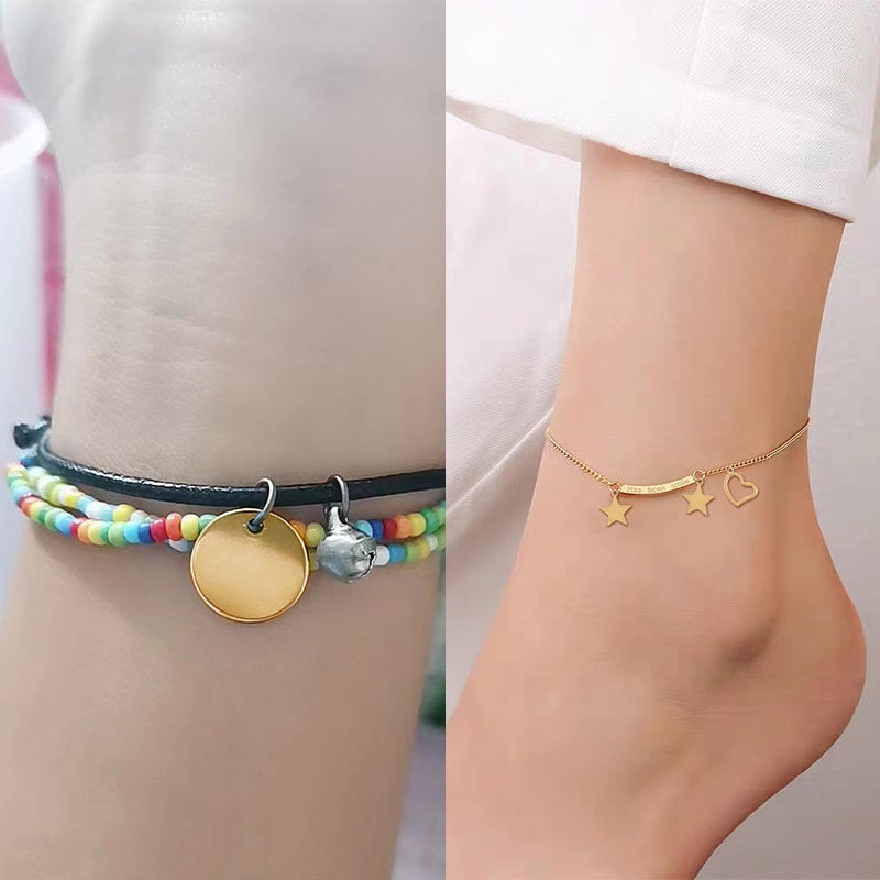 【2pcs】Gold pendant 304 Stainless Steel Bear Crown Love Earrings Necklace Bracelet Diy Jewelry Accessories Handmade Materials