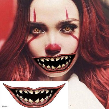 Halloween Face Stickers Funny Costume Party Props Waterproof Tattoo Stickers Scary Big Mouth Stickers