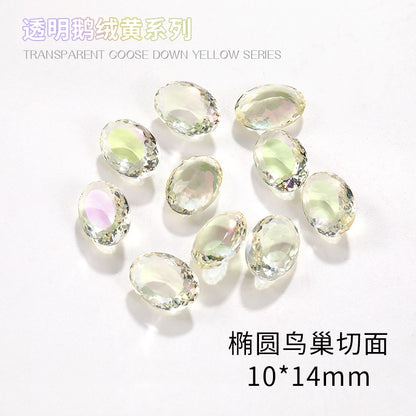 Nail Rhinestone 10pcs Glass Products Transparent Goose Down Yellow Series Crystal Mobile Phone Stick Rhinestone Diy Accessories