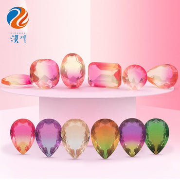 10Pcs Elliptic shape Special Color Gradient Nail Rhinestones Diy Accessories Nail Jewelry Materials