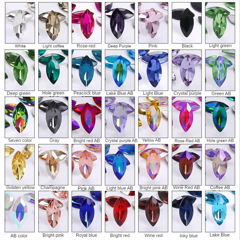 5*10mm /9*18mm 10pcs Horse Eye Rhinestones Special-shaped Glass Crystal Rhinestones Diy Phone Case Perfume Holder Stick Rhinestones Ornament Accessories