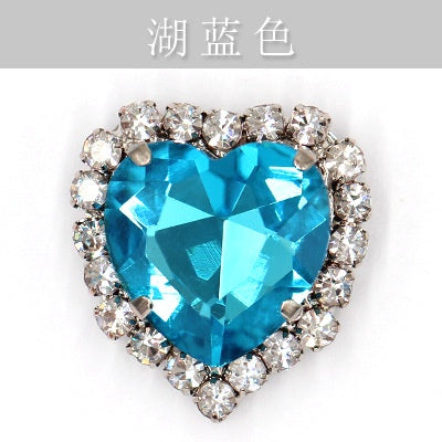 12mm 10pcs Heart Shape Crystal Rhinestone With Sliver/Gold Bottom For DIY Garment Clothing