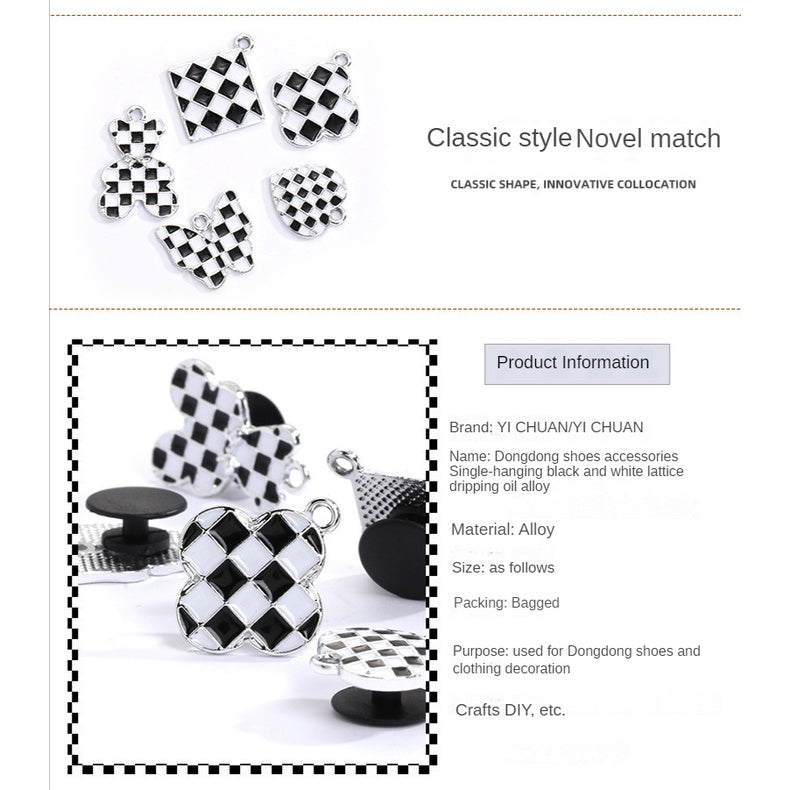 Crocs Diy Accessories Alloy Pearl Checker Series Garden Shoes Buckle Decorative Buckle