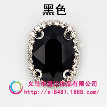18*25mm 5pcs Oval Shape Sew On Crystal Glass Rhinestone with Gold/Sliver Bottom for DIY Clothing Accessories