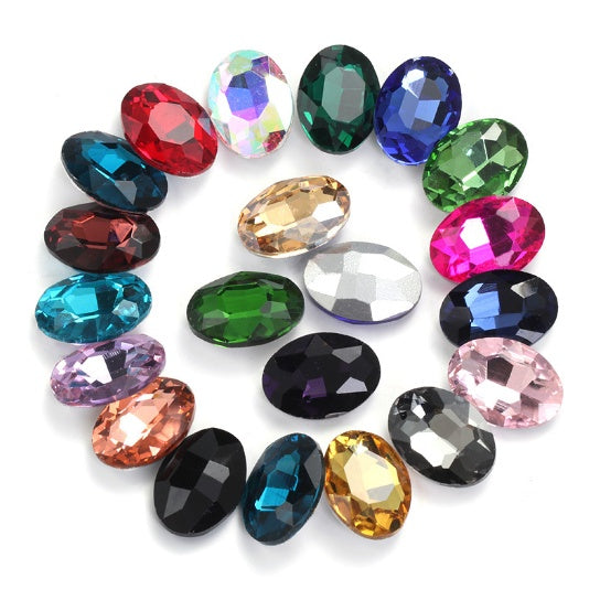 10pcs Large size naked rhinestones 18*25mm 20*30mm Oval Shape Fancy Glass Crystal Rhinestones for DIY Clothing Decoration