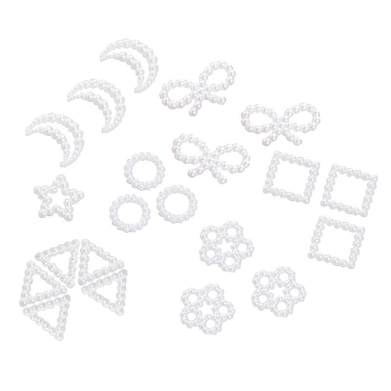 Super Flash Heart Imitation Pearl Bow Mixed Accessories Japanese Imitation Pearl Nail Accessories ABS Hollow Pearl Nail Accessories