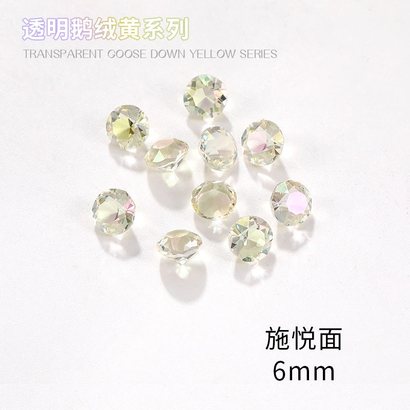 Nail Rhinestone 10pcs Glass Products Transparent Goose Down Yellow Series Crystal Mobile Phone Stick Rhinestone Diy Accessories