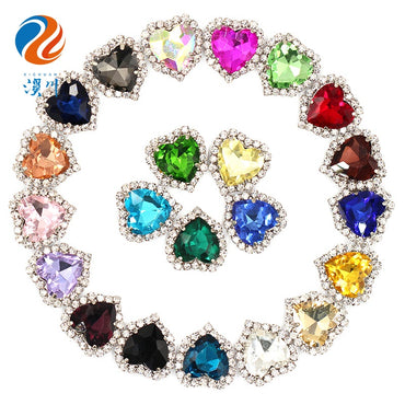 10pcs 14mm Love Crystal Buckle Glass Claw Rhinestones Enclosing Edge Hand Sewn Rhinestones Diy Clothing Accessories Materials