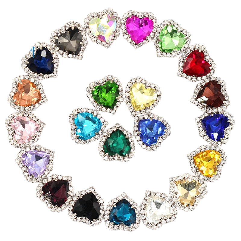 10pcs 14mm Love Crystal Buckle Glass Claw Rhinestones Enclosing Edge Hand Sewn Rhinestones Diy Clothing Accessories Materials