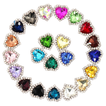 10pcs 14mm Love Crystal Buckle Glass Claw Rhinestones Enclosing Edge Hand Sewn Rhinestones Diy Clothing Accessories Materials