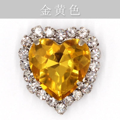 10pcs 14mm Love Crystal Buckle Glass Claw Rhinestones Enclosing Edge Hand Sewn Rhinestones Diy Clothing Accessories Materials