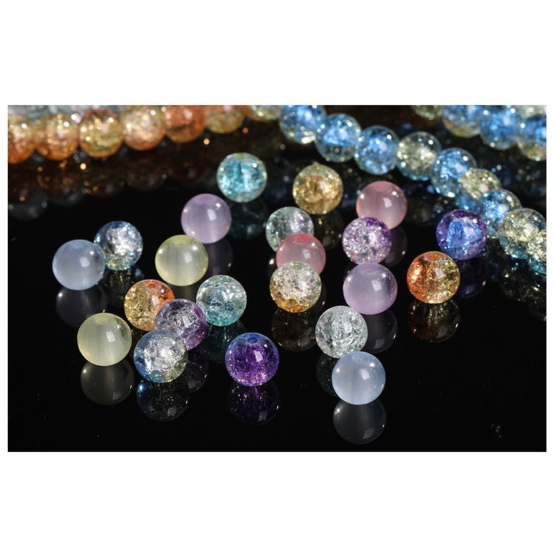Colored Glass Crystal Beads Burst Beads Round Beads String Beads Crack Beads DIY Handmade Floral Beads Bracelet Material Accessories Accessories