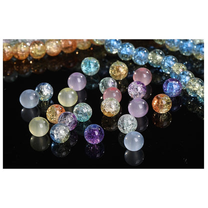 Colored Glass Crystal Beads Burst Beads Round Beads String Beads Crack Beads DIY Handmade Floral Beads Bracelet Material Accessories Accessories