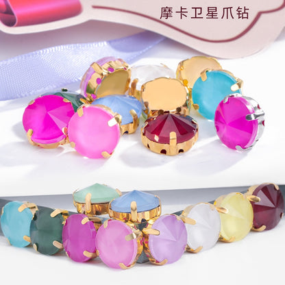 10PCS Sewing Crystal Mocha Rivoli Claw Sew On Rhinestone For Clothes Decoration