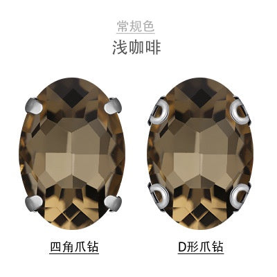 8*10mm 10*14mm Oval Shape Crystal Strass Diamond Rhinestone Sew on Clothing Garment Rhinestone with Claw for Dress