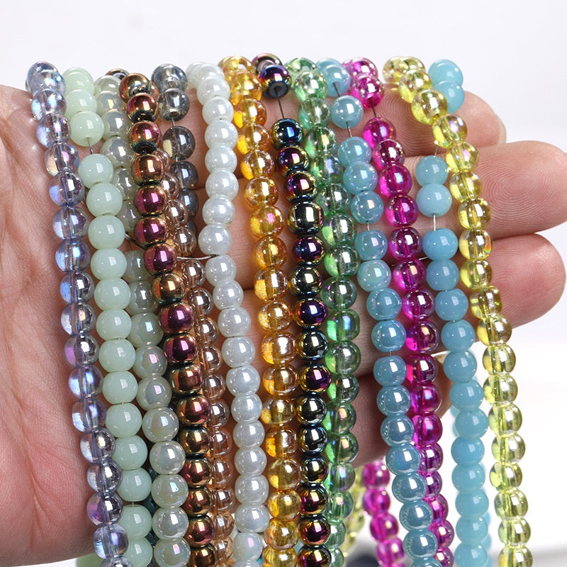 Imitation Jade Glass Bead Electroplating Beading DIY Handmade Beading Loose Bead Jewelry Accessories Accessories