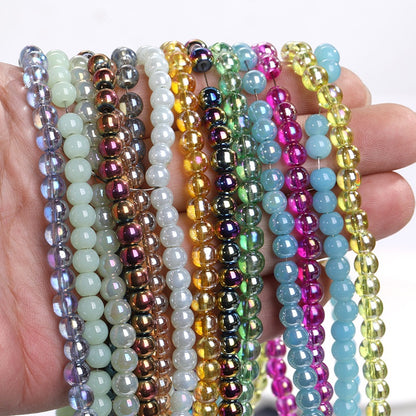 Imitation Jade Glass Bead Electroplating Beading DIY Handmade Beading Loose Bead Jewelry Accessories Accessories