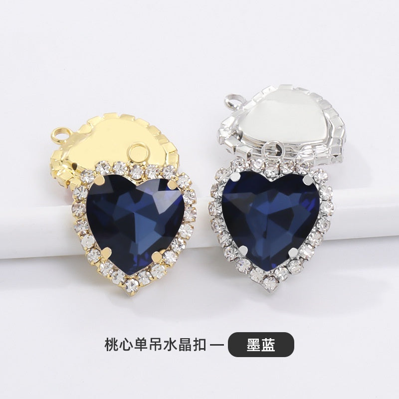 10pcs 14mm Crystal Buckle Glass Heart Claw Rhinestone Pendant Diy Clothing Accessories Materials