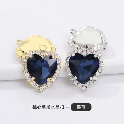 10pcs 14mm Crystal Buckle Glass Heart Claw Rhinestone Pendant Diy Clothing Accessories Materials