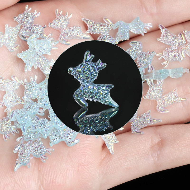 Animal Nail Ornament Resin Series Aurora Deer Nail Ornament Diy Nail Paste Diamond Material