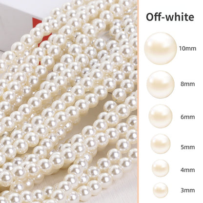 Pearl Multi Specification 3/5/6/8/10mm High Gloss Water Polished Imitation Pearl Can Perforate DIY Bracelet Necklace Accessories