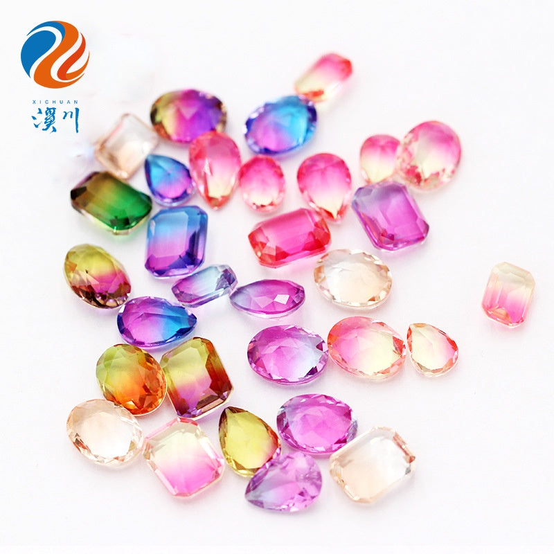 10Pcs Elliptic shape Special Color Gradient Nail Rhinestones Diy Accessories Nail Jewelry Materials