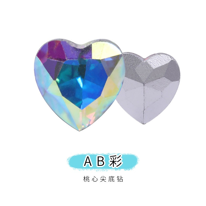 12mm Rhinestone Love Rhinestone Crystal Glass Rhinestone  Pointy Bottom Peach Heart Diy Mobile Phone Paste Rhinestone Accessories Clothing Jewelry Rhinestone