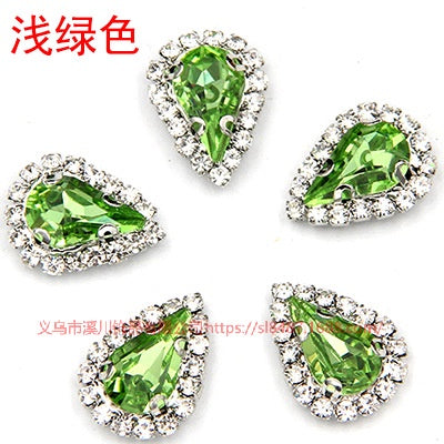 10pcs 5*8mm Sharp Drop Claw Rhinestone Sew on Crystal Rhinestone with Gold/Sliver Claw Crystal for Clothing Garment Diy Headdress Accessories