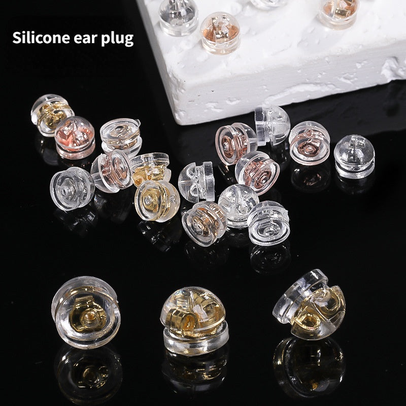 Diy Ear Ornament Accessories 10pcs Transparent Plastic Silicone Anti-slip Anti-fall Hamburger Ear Blocking Cap Ornament Material Accessories