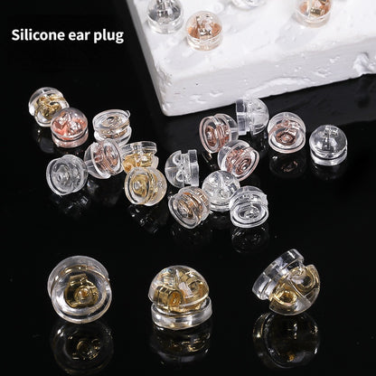 Diy Ear Ornament Accessories 10pcs Transparent Plastic Silicone Anti-slip Anti-fall Hamburger Ear Blocking Cap Ornament Material Accessories