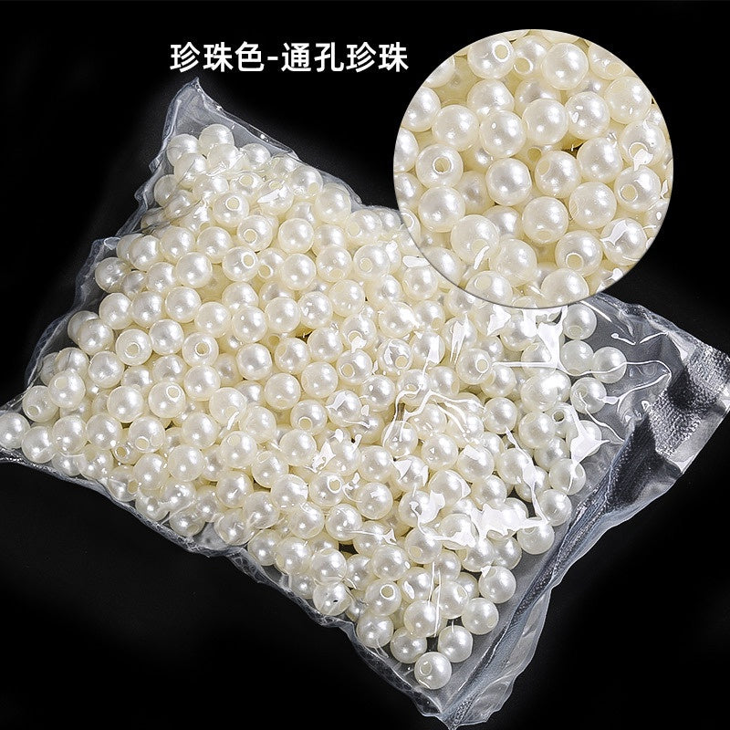 Imitation Pearl Semi-round Pearl Perforated Pearl Jewelry Materials Clothing Accessories Fake Pearl Jewelry Accessories