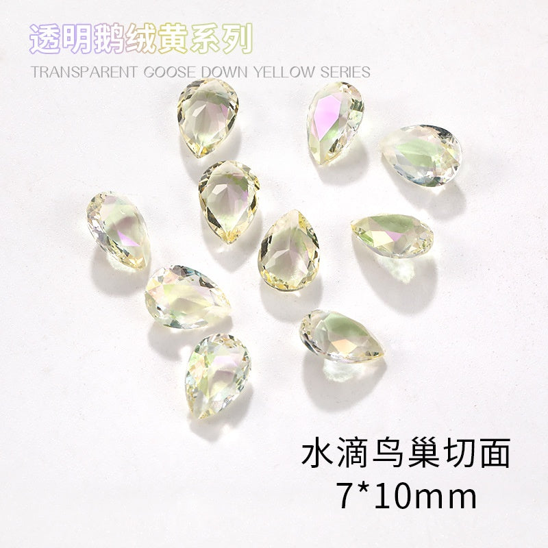 Nail Rhinestone 10pcs Glass Products Transparent Goose Down Yellow Series Crystal Mobile Phone Stick Rhinestone Diy Accessories