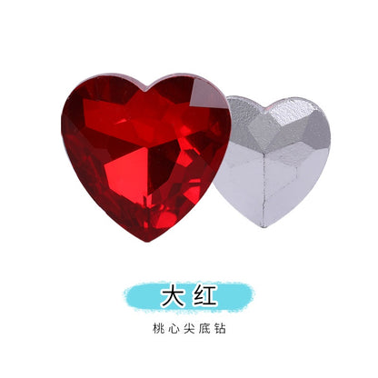 12mm Rhinestone Love Rhinestone Crystal Glass Rhinestone  Pointy Bottom Peach Heart Diy Mobile Phone Paste Rhinestone Accessories Clothing Jewelry Rhinestone