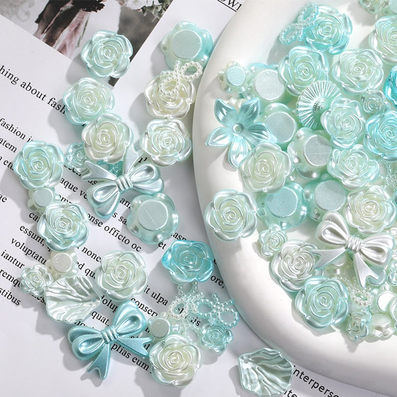 50g Baroque Mixed Designs Diy Homemade Flower Bow Shape Resin Phone Case Decoration ABS Headdress Hair Accessories