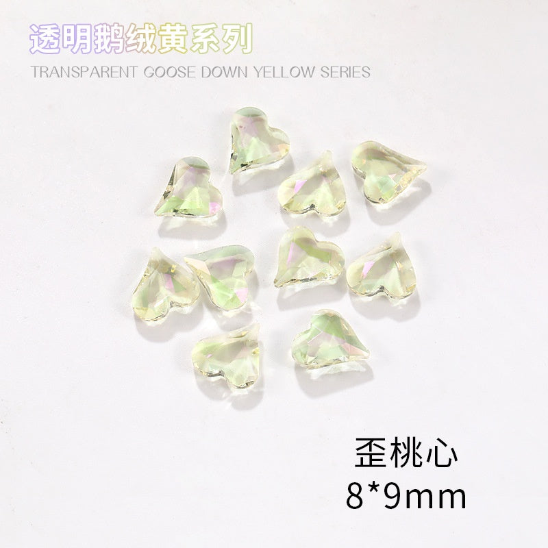 Nail Rhinestone 10pcs Glass Products Transparent Goose Down Yellow Series Crystal Mobile Phone Stick Rhinestone Diy Accessories