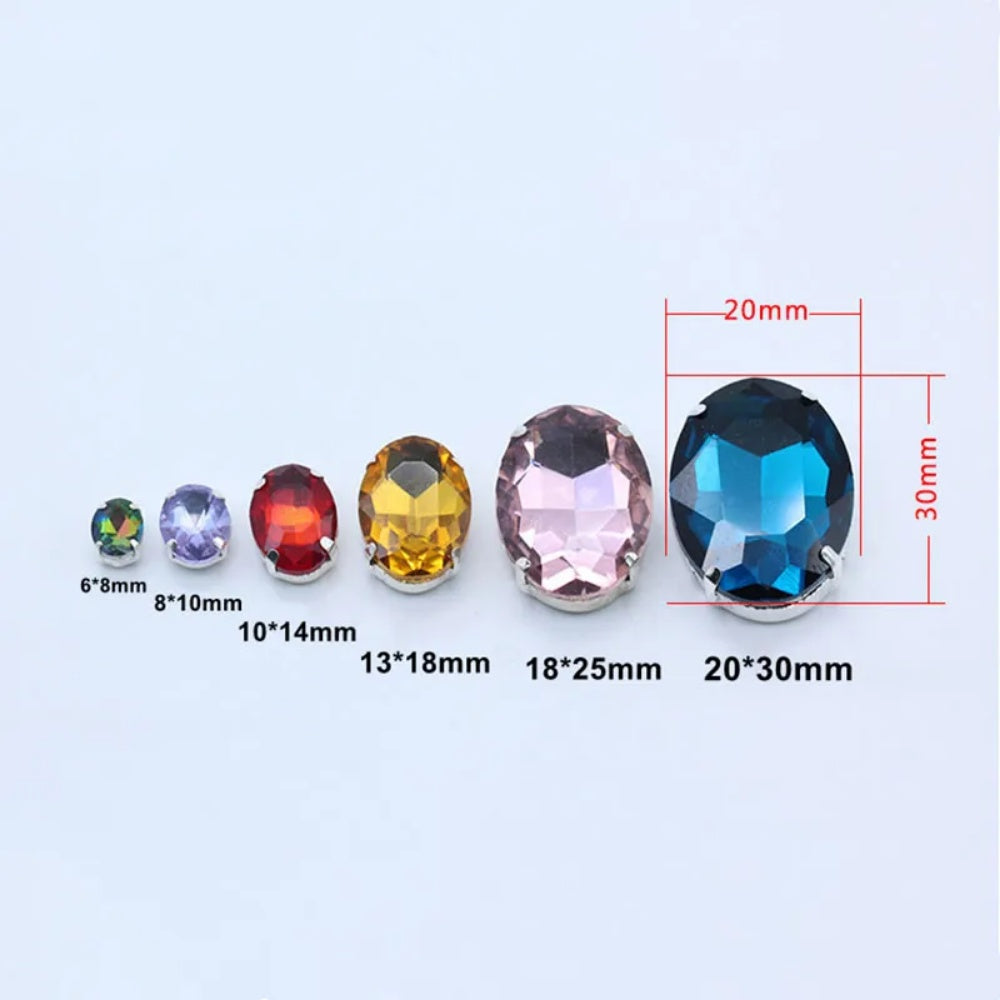 Fashion Oval Shape 13*18mm/18*25mm Big Shiny Glass Rhinestone with Silver Bottom Crystal for DIY Jewelry Making