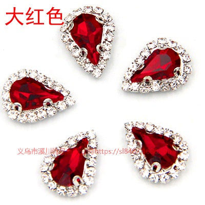 10pcs 5*8mm Sharp Drop Claw Rhinestone Sew on Crystal Rhinestone with Gold/Sliver Claw Crystal for Clothing Garment Diy Headdress Accessories