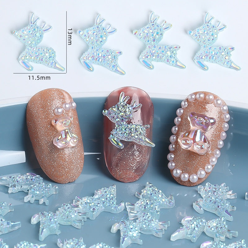 Animal Nail Ornament Resin Series Aurora Deer Nail Ornament Diy Nail Paste Diamond Material