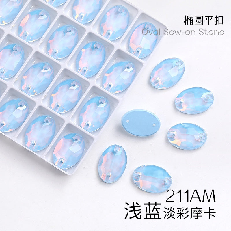 Crystal 7*10/10*14mm High-end Button Flat Oval Mocha Handmade Clothes Accessories