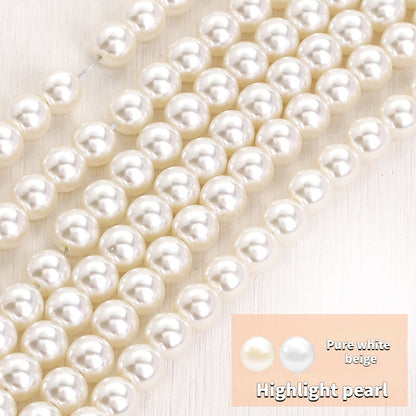 Pearl Multi Specification 3/5/6/8/10mm High Gloss Water Polished Imitation Pearl Can Perforate DIY Bracelet Necklace Accessories