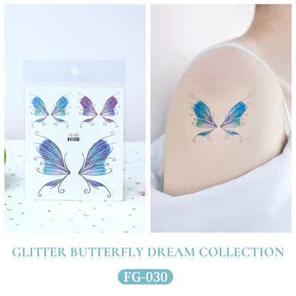 Butterfly Tattoo Sticker Waterproof Glitter Butterfly Princess Face Sticker