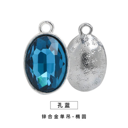 Single Hanging Oval Enclosing Edge Crystal Pendant Alloy Accessories Glass Crystal Diy Necklace Bracelet Decorative Accessories