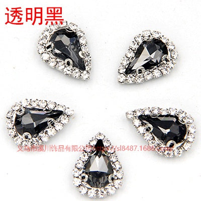 10pcs 5*8mm Sharp Drop Claw Rhinestone Sew on Crystal Rhinestone with Gold/Sliver Claw Crystal for Clothing Garment Diy Headdress Accessories