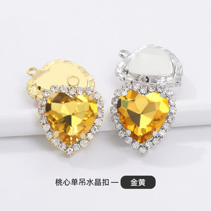 10pcs 14mm Crystal Buckle Glass Heart Claw Rhinestone Pendant Diy Clothing Accessories Materials