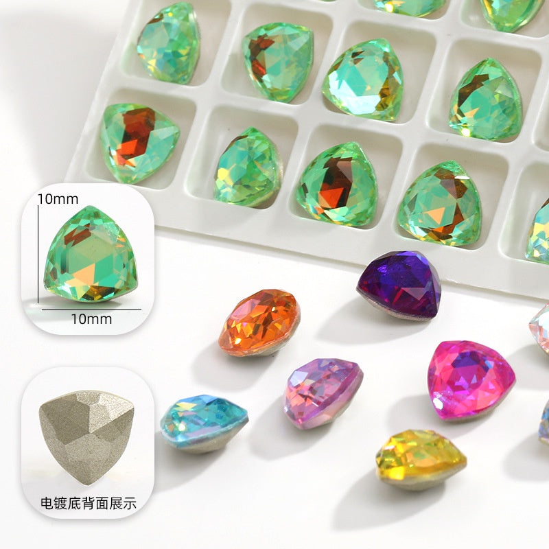 Shiny 10pcs Dazzle pointy bottom drill diy high-grade fat triangle rhinrhiner jewelry Nail accessories